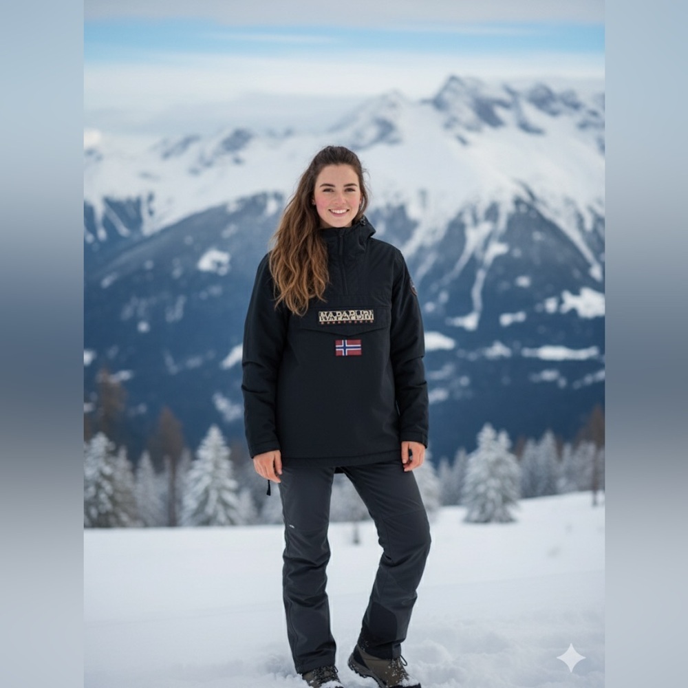 Napapijri rainforest anorak winter coat pullover fleece lined water resistant